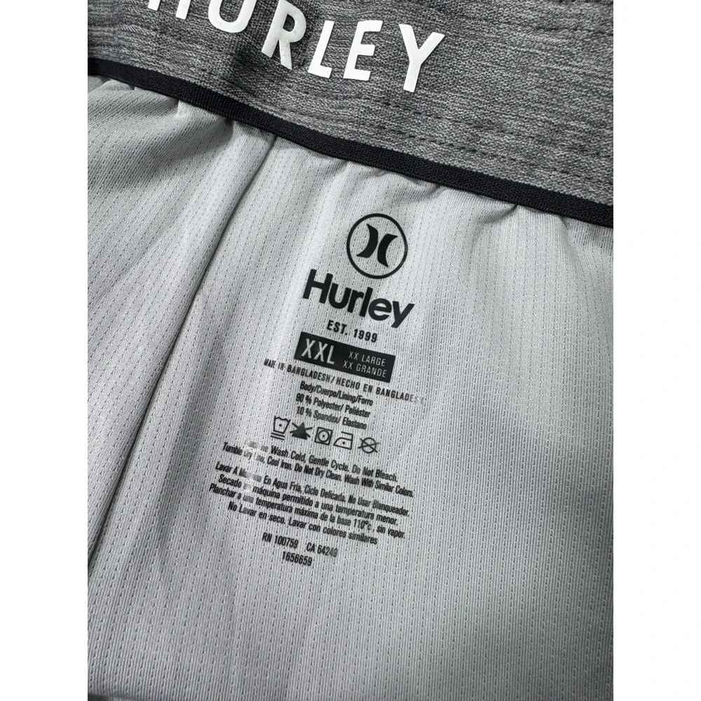 Hurley Surf Club Mens 2XL Swim Trunks Blue Grey Striped Lined Board Shorts Beach